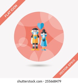 Valentine's day couple flat icon with long shadow,eps10