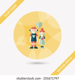 Valentine's day couple flat icon with long shadow,eps10