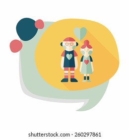Valentine's day couple flat icon with long shadow,eps10
