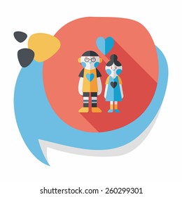 Valentine's day couple flat icon with long shadow,eps10