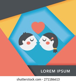 Valentine's day couple flat icon with long shadow,eps10