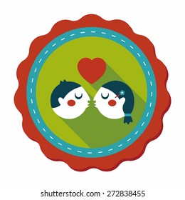 Valentine's day couple flat icon with long shadow,eps10