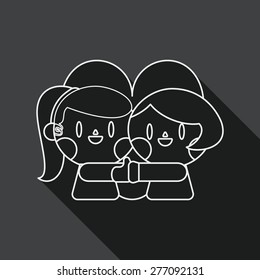 Valentine's day couple flat icon with long shadow, line icon