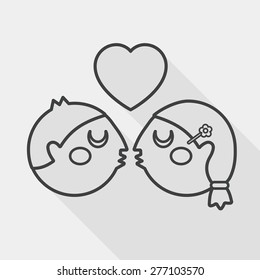Valentine's day couple flat icon with long shadow, line icon