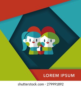 Valentine's day couple flat icon with long shadow,eps10
