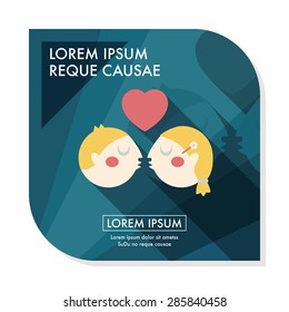 Valentine's day couple flat icon with long shadow,eps10