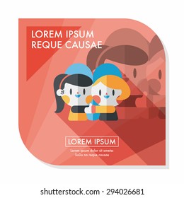 Valentine's day couple flat icon with long shadow,eps10