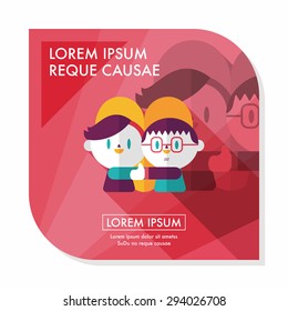 Valentine's day couple flat icon with long shadow,eps10