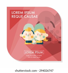 Valentine's day couple flat icon with long shadow,eps10