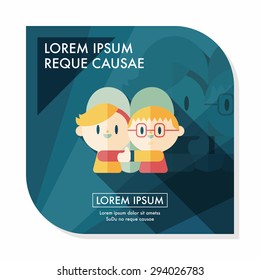 Valentine's day couple flat icon with long shadow,eps10
