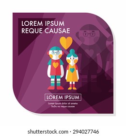 Valentine's day couple flat icon with long shadow,eps10
