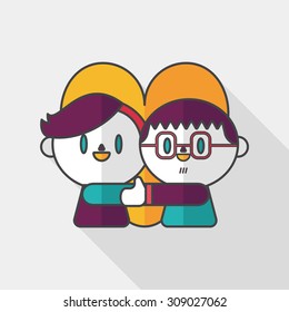 Valentine's day couple flat icon with long shadow,eps10