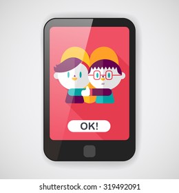 Valentine's day couple flat icon with long shadow,eps10