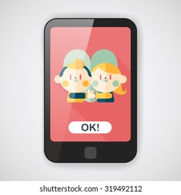 Valentine's day couple flat icon with long shadow,eps10