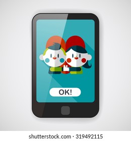 Valentine's day couple flat icon with long shadow,eps10