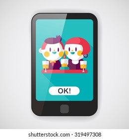 Valentine's day couple flat icon with long shadow,eps10