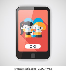 Valentine's day couple flat icon with long shadow,eps10