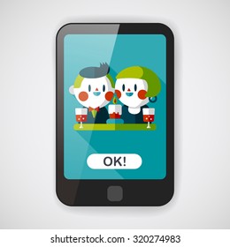 Valentine's day couple flat icon with long shadow,eps10