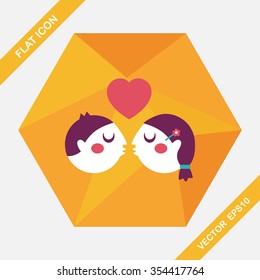 Valentine's day couple flat icon with long shadow,eps10