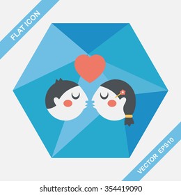 Valentine's day couple flat icon with long shadow,eps10