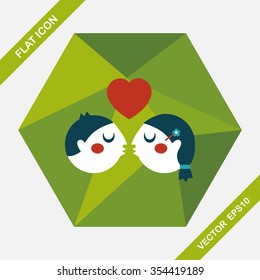 Valentine's day couple flat icon with long shadow,eps10