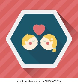 Valentine's day couple flat icon with long shadow,eps10