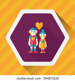 Valentine's day couple flat icon with long shadow,eps10
