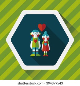 Valentine's day couple flat icon with long shadow,eps10