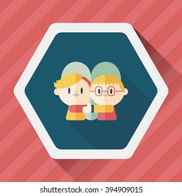 Valentine's day couple flat icon with long shadow,eps10