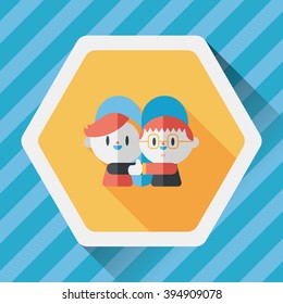 Valentine's day couple flat icon with long shadow,eps10