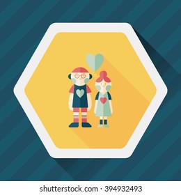 Valentine's day couple flat icon with long shadow,eps10