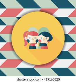 Valentine's day couple flat icon with long shadow,eps10