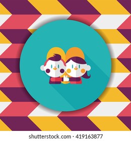 Valentine's day couple flat icon with long shadow,eps10