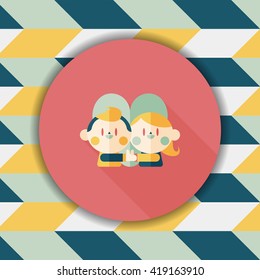 Valentine's day couple flat icon with long shadow,eps10