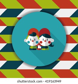 Valentine's day couple flat icon with long shadow,eps10