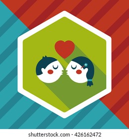 Valentine's day couple flat icon with long shadow,eps10