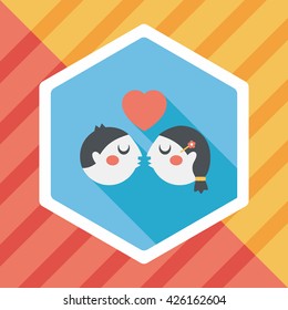Valentine's day couple flat icon with long shadow,eps10