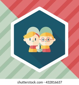 Valentine's day couple flat icon with long shadow,eps10