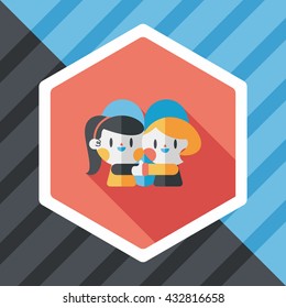 Valentine's day couple flat icon with long shadow,eps10