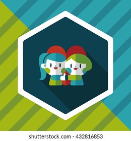 Valentine's day couple flat icon with long shadow,eps10