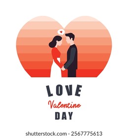 Valentine's Day Couple with Heart Design. Vector
