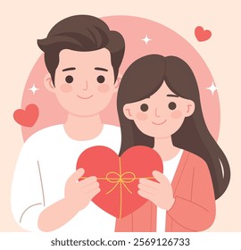 Valentine's Day couple holding a heart