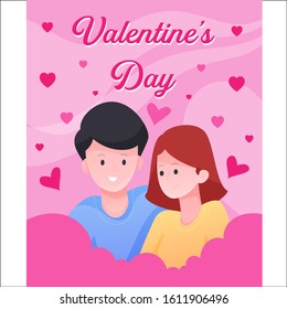Valentines Day Couple. Isolated On Background. Love card.