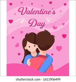 Valentines Day Couple. Isolated On Background. Love card.