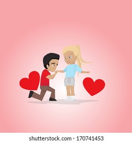 Valentines Day Couple - Isolated On Background - Vector Illustration, Graphic Design Editable For Your Design. 