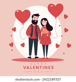 valentines day couple love vector art, flat illustration with simple background