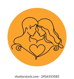 Valentinstag Paar in Liebe Vektorgrafik LINIE