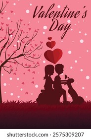 Valentine's day couple on motorcycle illustration of love card background