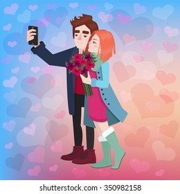 Valentine's Day Couple Selfie - in vector