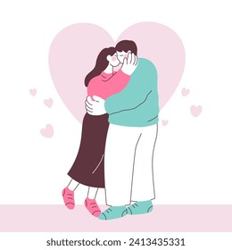 Valentine's Day Couple Standing and Kissing